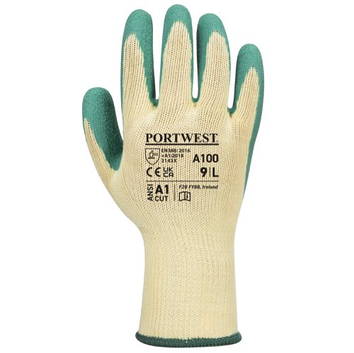 Portwest A100 Grip Glove - Latex Green M Re-usable Gloves A100GNRM