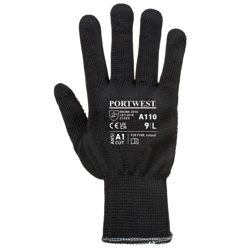 Portwest A110 Polka Dot Glove Black S Re-usable Gloves A110BKRS