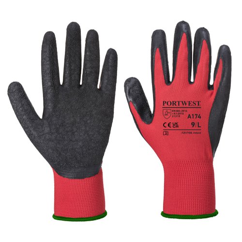 Portwest A174 Flex Grip Latex Glove Red/Black