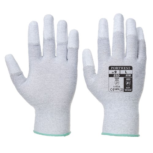 Portwest A198 Antistatic PU Fingertip Glove Grey