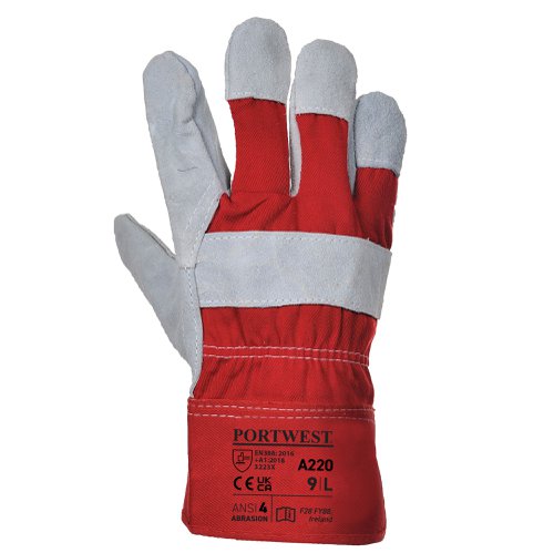 Portwest A220 Premium Chrome Rigger Glove Red L Re-usable Gloves A220RERL