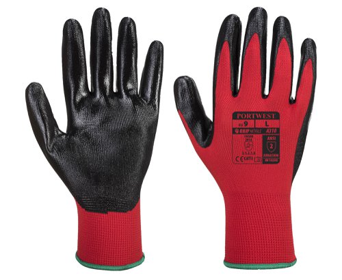 Portwest A310 Flexo Grip Nitrile Glove Red/Black XL