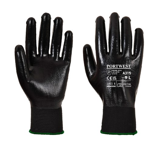 Portwest A315 All-Flex Grip Glove Black Re-usable Gloves M-A315