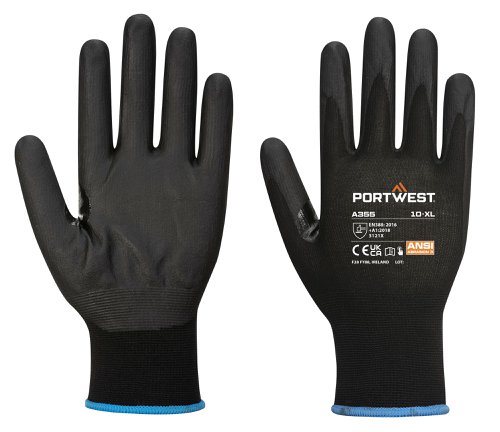 Portwest A355 NPR15 Nitrile Foam Touchscreen Glove (Pk12) Black L