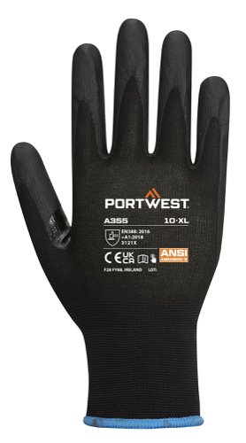 Portwest A355 NPR15 Nitrile Foam Touchscreen Glove (Pk12) Black S Re-usable Gloves A355K8RS