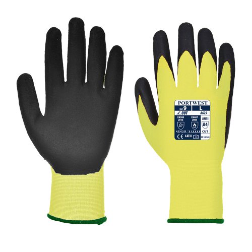 Portwest A625 Vis-Tex Cut Resistant Glove - PU Yellow/Black L