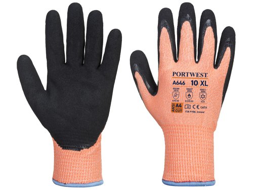 Portwest A646 Vis-Tex Winter Cut D13 Nitrile Glove Orange/Black