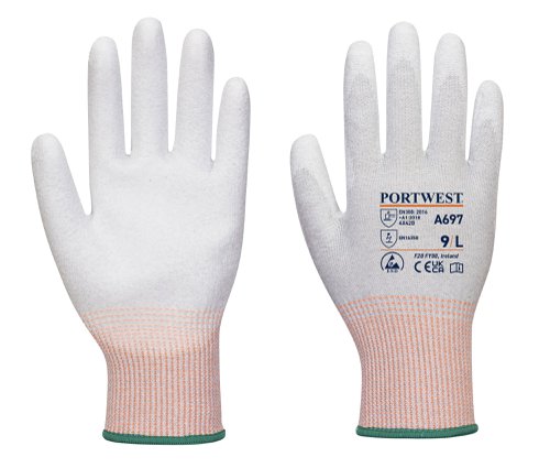 Portwest A697 LR13 ESD PU Palm Glove (Pk12) Grey/White
