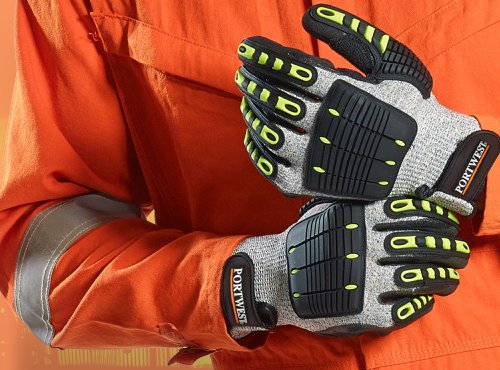 Portwest A729 Anti Impact Cut Resistant Thermal Glove Grey/Black L