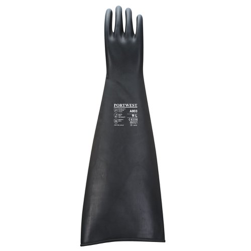 Portwest H/weight Latex Rubber Gauntlet 600mm XL Blk (Pack of 12)