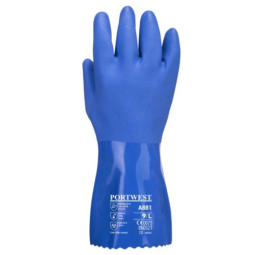Portwest A881 Marine Ultra PVC Chem Gauntlet Blue M