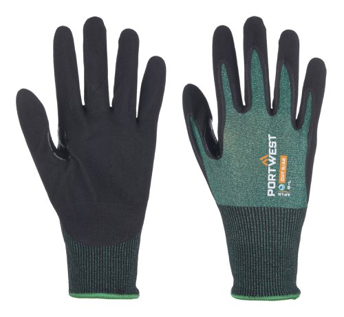 Portwest AP15 SG Cut B18 Eco Nitrile Glove (Pk12) Green/Black