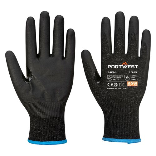 Portwest AP34 LR15 Nitrile Foam Touchscreen Glove (Pk12) Black