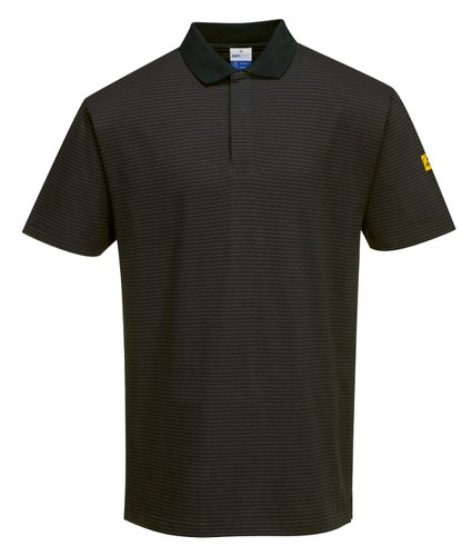 Portwest AS21 Anti-Static ESD Polo Shirt S/S Black L