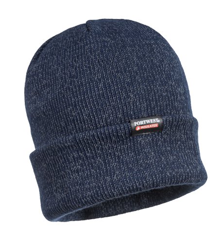 Portwest B026 Insulated Knit Reflective Yarn Beanie Navy