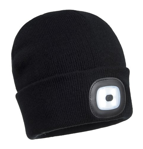 Portwest B028 Rechargeable Twin LED Beanie Black