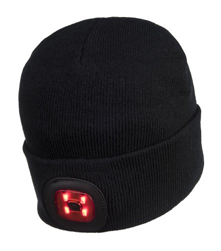 Portwest B028 Rechargeable Twin LED Beanie Black Headwear B028BKR