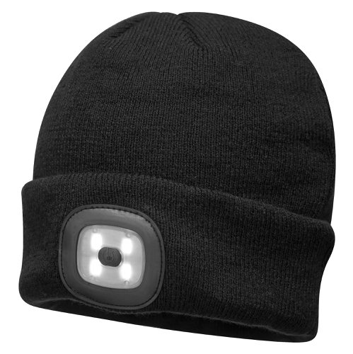 Portwest B029 Beanie USB Rechargeable LED Head Light Black