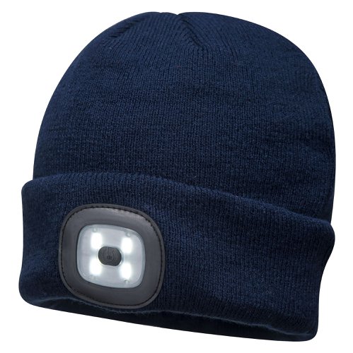 Portwest B029 Beanie USB Rechargeable LED Head Light Navy