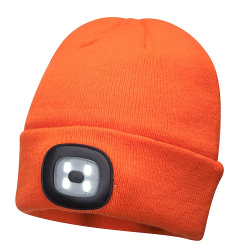 Portwest B029 Beanie USB Rechargeable LED Head Light Orange