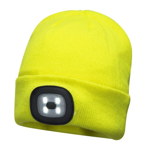 Portwest B029 Beanie USB Rechargeable LED Head Light Yellow