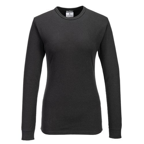 Portwest B126 Women's Thermal T-Shirt Long Sleeve Black L