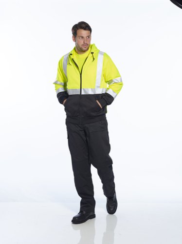 Portwest Hi Vis Contrast Zipped Hoodie L Yellow/Blk