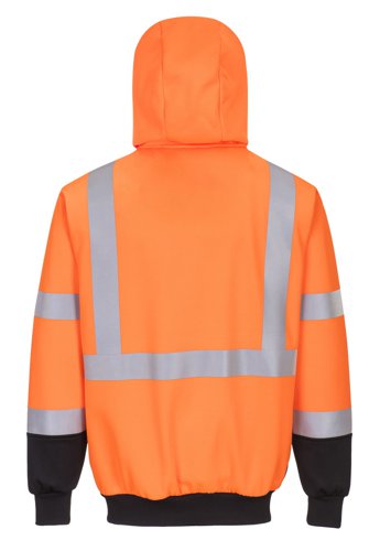 Portwest Hi Vis Contrast Zipped Hoodie S Orange/Blk | Portwest