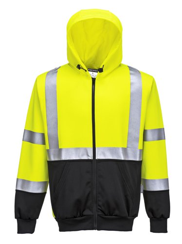 Portwest B315 Hi-Vis Contrast Zipped Hoodie Yellow/Black L