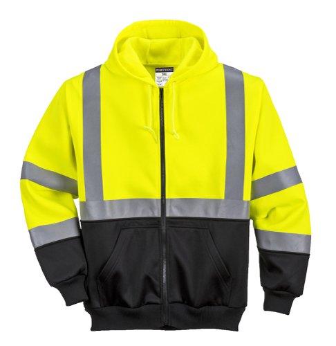 Portwest Hi Vis Contrast Zipped Hoodie M Yellow/Blk