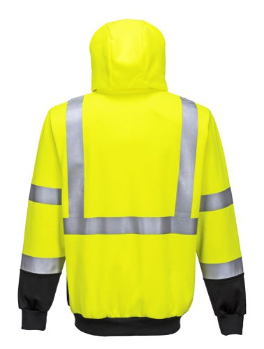 Portwest Hi Vis Contrast Zipped Hoodie 3XL Yellow/Blk