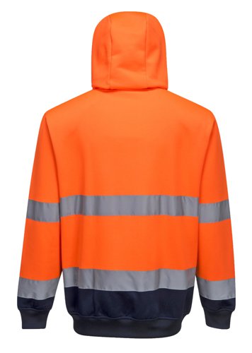 Portwest Hi Vis Contrast Zipped Hoodie S Orange/Navy