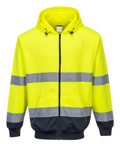 Portwest B317 Hi-Vis Contrast Zipped Hoodie Yellow/Navy L