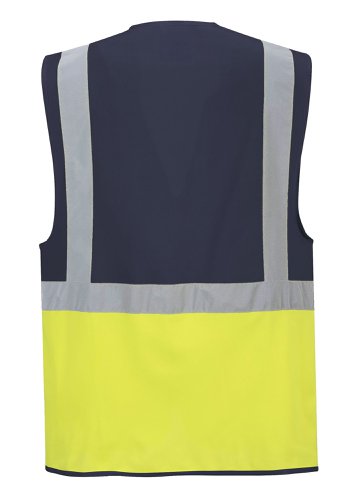 Portwest C276 Paris Hi-Vis Contrast Executive Vest Yellow/Navy XXL Waistcoats & Bodywarmers C276YNRXXL