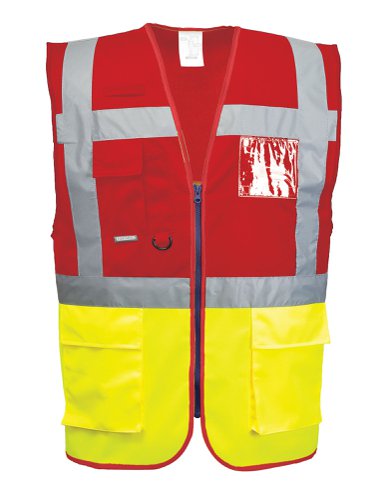 Portwest C276 Paris Hi-Vis Contrast Executive Vest Yellow/Red L