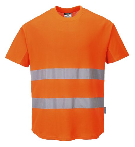 Portwest C394 Hi-Vis Cotton Comfort Mesh Insert T-Shirt S/S Orange L