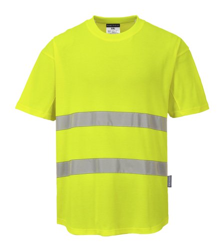 Portwest C394 Hi-Vis Cotton Comfort Mesh Insert T-Shirt S/S Yellow L