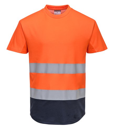 Portwest C395 Hi-Vis Contrast Mesh Insert T-Shirt S/S Orange/Navy L