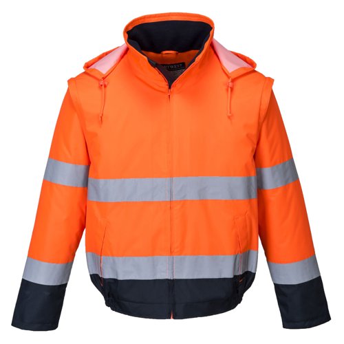 Portwest C464 Hi-Vis 2-in-1 Contrast Essential Lite Bomber Jacket Orange/Navy S Jackets C464ONRS