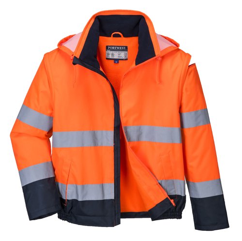 Portwest C464 Hi-Vis 2-in-1 Contrast Essential Lite Bomber Jacket Orange/Navy M Jackets C464ONRM