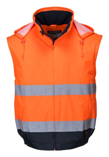 Portwest C464 Hi-Vis 2-in-1 Contrast Essential Lite Bomber Jacket Orange/Navy M Jackets C464ONRM