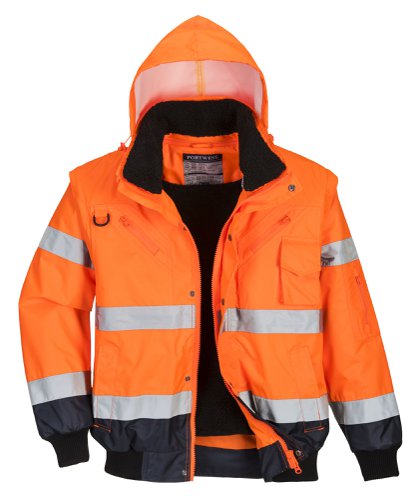 Portwest C465 Hi-Vis 3-in-1 Contrast Bomber Jacket Orange/Navy 4XL