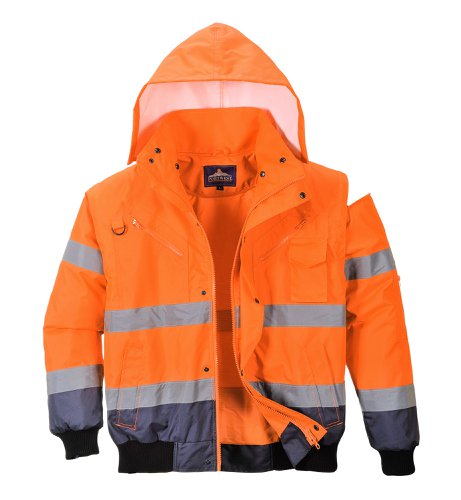 Portwest Hi Vis 3-in-1 Contrast Bomber Jacket 4XL Orange/Navy