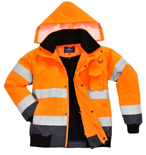 Portwest Hi Vis 3-in-1 Contrast Bomber Jacket 4XL Orange/Navy