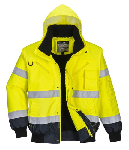 Portwest C465 Hi-Vis 3-in-1 Contrast Bomber Jacket Yellow/Navy 4XL
