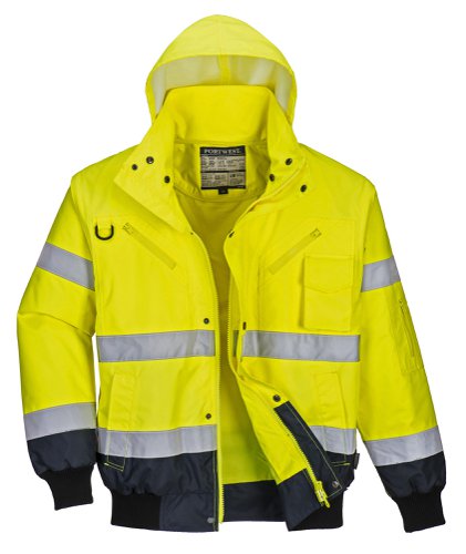 Portwest Hi Vis 3-in-1 Contrast Bomber Jacket M Yellow/Navy