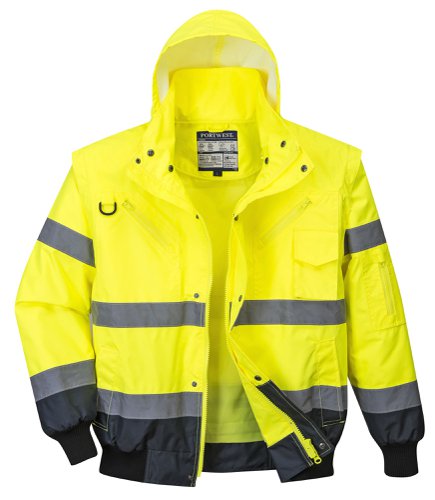 Portwest Hi Vis 3-in-1 Contrast Bomber Jacket L Yellow/Navy