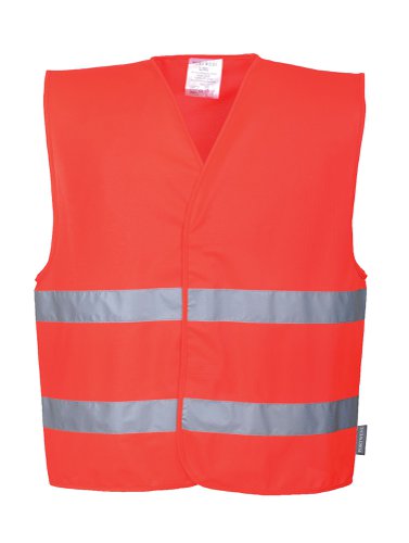Portwest C474 Hi-Vis Two Band Vest Red L/XL