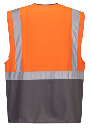 Portwest Warsaw Hi Vis Contrast Executive Vest 2XL Orange/Gry (Pack of 10)