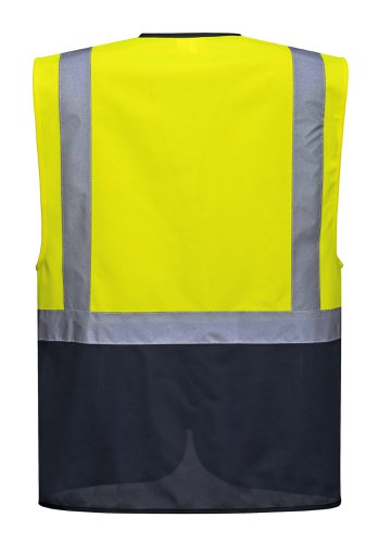 Portwest Warsaw Hi Vis Contrast Executive Vest S Yellow/Navy (Pack of 10) | Portwest